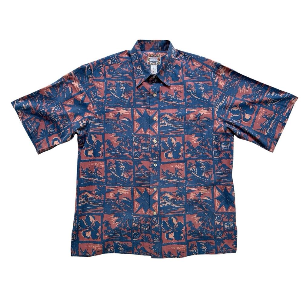 Vtg 80’s/90’s Reyn Spooner Commemorative Classics Pink/Blue Button Down Shirt L